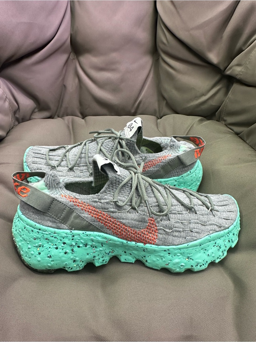 Nike space hippie 04 grey turquoise men’s running active lifestyle shoes 10.5